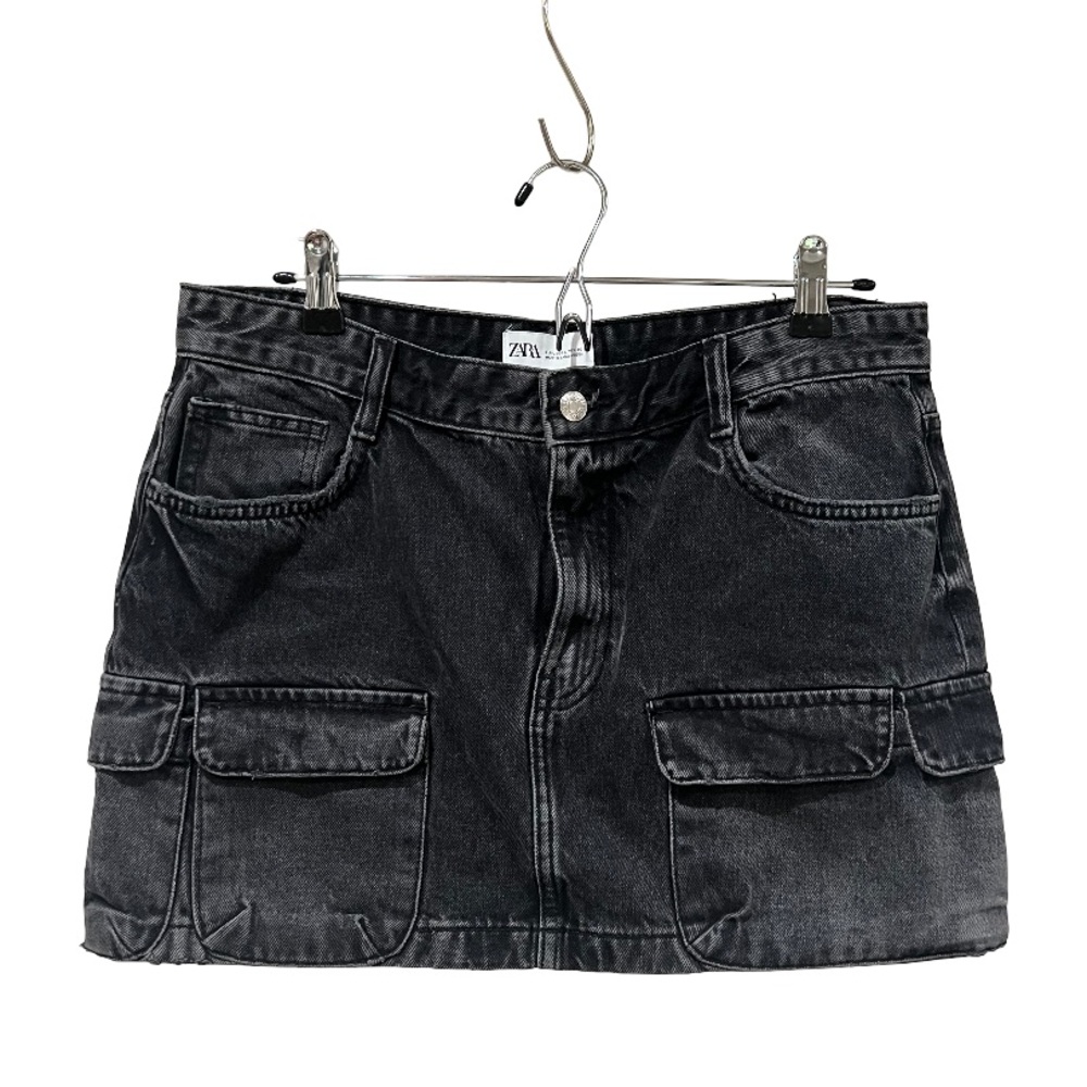 Zara Charcoal Denim Cargo Mini Skirt